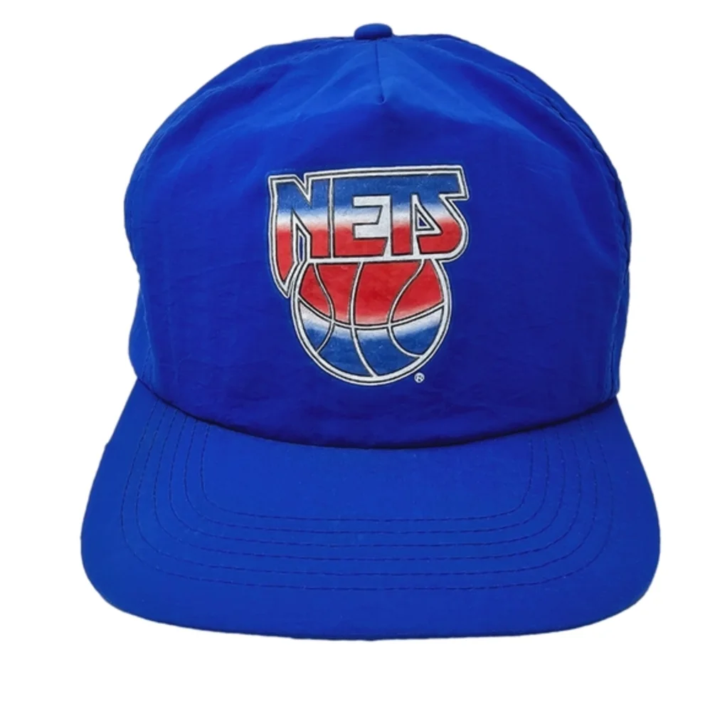Vintage 90s NBA New Jersey Nets Hat Snapback‎ Old Logo Rare Archer Nylon Hat Cap